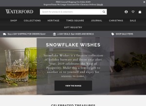 How waterford.com looks like on a tablet such as an iPad.