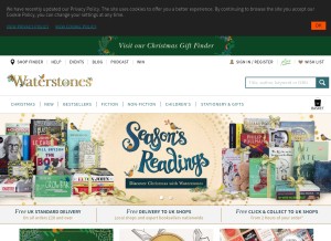 How waterstones.com looks like on a tablet such as an iPad.
