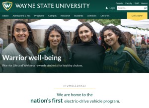How wayne.edu looks like on a tablet such as an iPad.