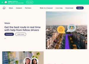 How waze.com looks like on a tablet such as an iPad.