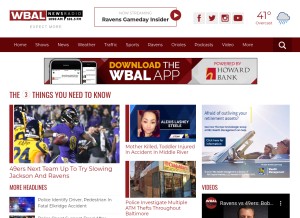 How wbal.com looks like on a tablet such as an iPad.