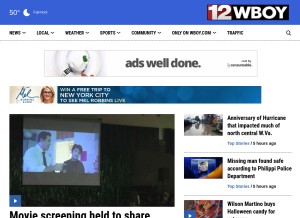 How wboy.com looks like on a tablet such as an iPad.