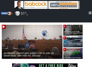 How wbrz.com looks like on a tablet such as an iPad.