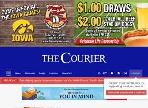 How wcfcourier.com looks like on a tablet such as an iPad.
