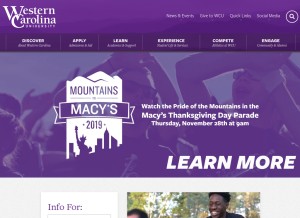 How wcu.edu looks like on a tablet such as an iPad.