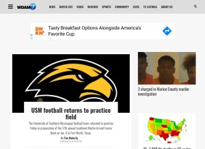 How wdam.com looks like on a tablet such as an iPad.