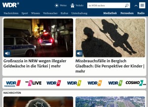 How wdr.de looks like on a tablet such as an iPad.