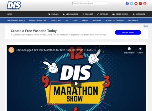 How wdwinfo.com looks like on a tablet such as an iPad.