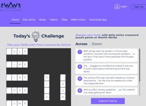 How wealthwords.com looks like on a tablet such as an iPad.