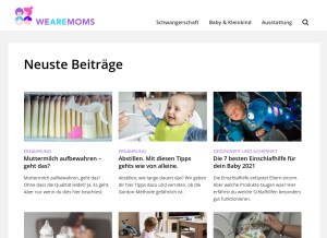 How wearemoms.de looks like on a tablet such as an iPad.