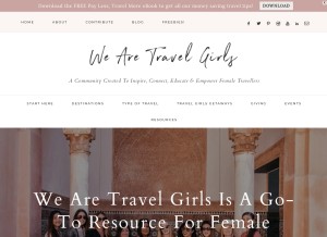 How wearetravelgirls.com looks like on a tablet such as an iPad.