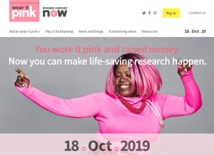 How wearitpink.org looks like on a tablet such as an iPad.