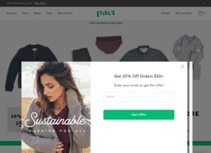How wearpact.com looks like on a tablet such as an iPad.