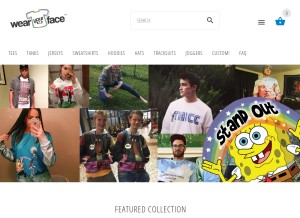 How wearyourface.com looks like on a tablet such as an iPad.