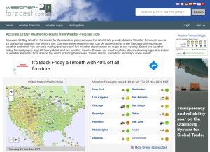 How weather-forecast.com looks like on a tablet such as an iPad.