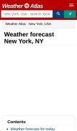 How weather-us.com looks like on a mobile device such as an iPhone.