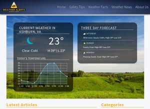 How weatheralertsonline.com looks like on a tablet such as an iPad.
