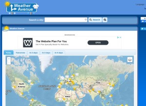 How weatheravenue.com looks like on a tablet such as an iPad.