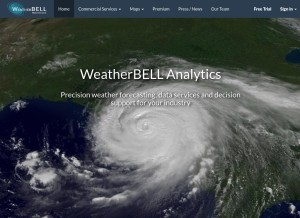 How weatherbell.com looks like on a tablet such as an iPad.