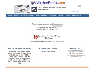 How weatherforyou.com looks like on a tablet such as an iPad.