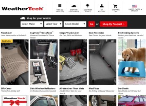 How weathertech.com looks like on a tablet such as an iPad.