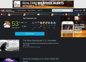 How weatherunderground.com looks like on a tablet such as an iPad.