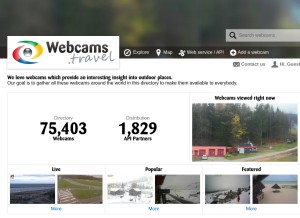 How webcams.travel looks like on a tablet such as an iPad.