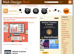 How webdesignhot.com looks like on a tablet such as an iPad.