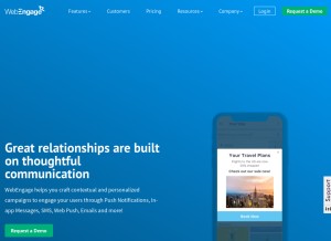 How webengagepush.com looks like on a tablet such as an iPad.