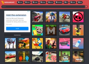 How webgameapp.com looks like on a tablet such as an iPad.