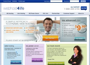 How webhost4life.com looks like on a tablet such as an iPad.