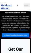 How webhostwinner.com looks like on a mobile device such as an iPhone.