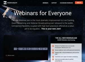 How webinarjam.net looks like on a tablet such as an iPad.