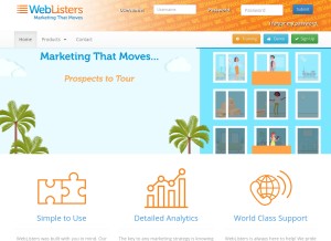 How weblisters.com looks like on a tablet such as an iPad.