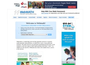 How webmath.com looks like on a tablet such as an iPad.