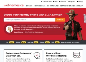How webnames.ca looks like on a tablet such as an iPad.