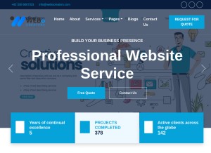 How webocreators.com looks like on a tablet such as an iPad.