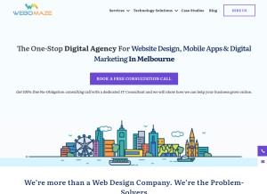 How webomaze.com.au looks like on a tablet such as an iPad.