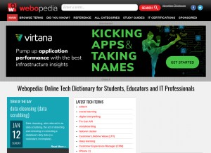 How webopedia.com looks like on a tablet such as an iPad.