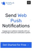 How webpushnotifier.com looks like on a mobile device such as an iPhone.