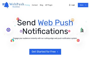 How webpushnotifier.com looks like on a tablet such as an iPad.