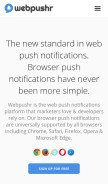 How webpushr.com looks like on a mobile device such as an iPhone.
