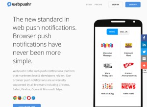 How webpushr.com looks like on a tablet such as an iPad.