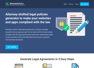 How websitepolicies.com looks like on a tablet such as an iPad.