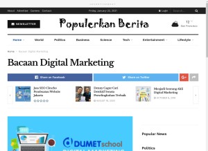 How websitepopuler.link looks like on a tablet such as an iPad.