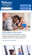 How webster.edu looks like on a mobile device such as an iPhone.