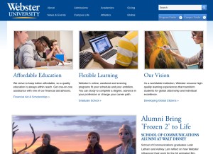 How webster.edu looks like on a tablet such as an iPad.