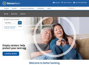 How websterbank.com looks like on a tablet such as an iPad.