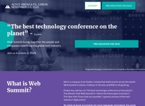 How websummit.com looks like on a tablet such as an iPad.