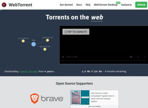 How webtorrent.io looks like on a tablet such as an iPad.